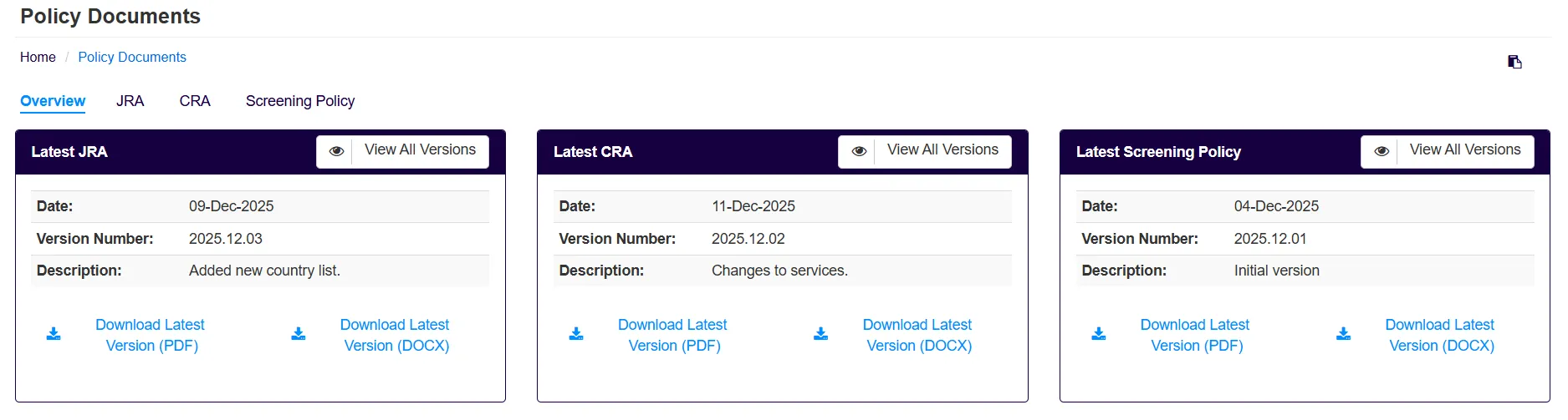 Version 8.20 Screenshot showing download options
